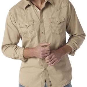 Wrangler Mens Retro Two Pocket Long Sleeve SnapTan Western Shirt